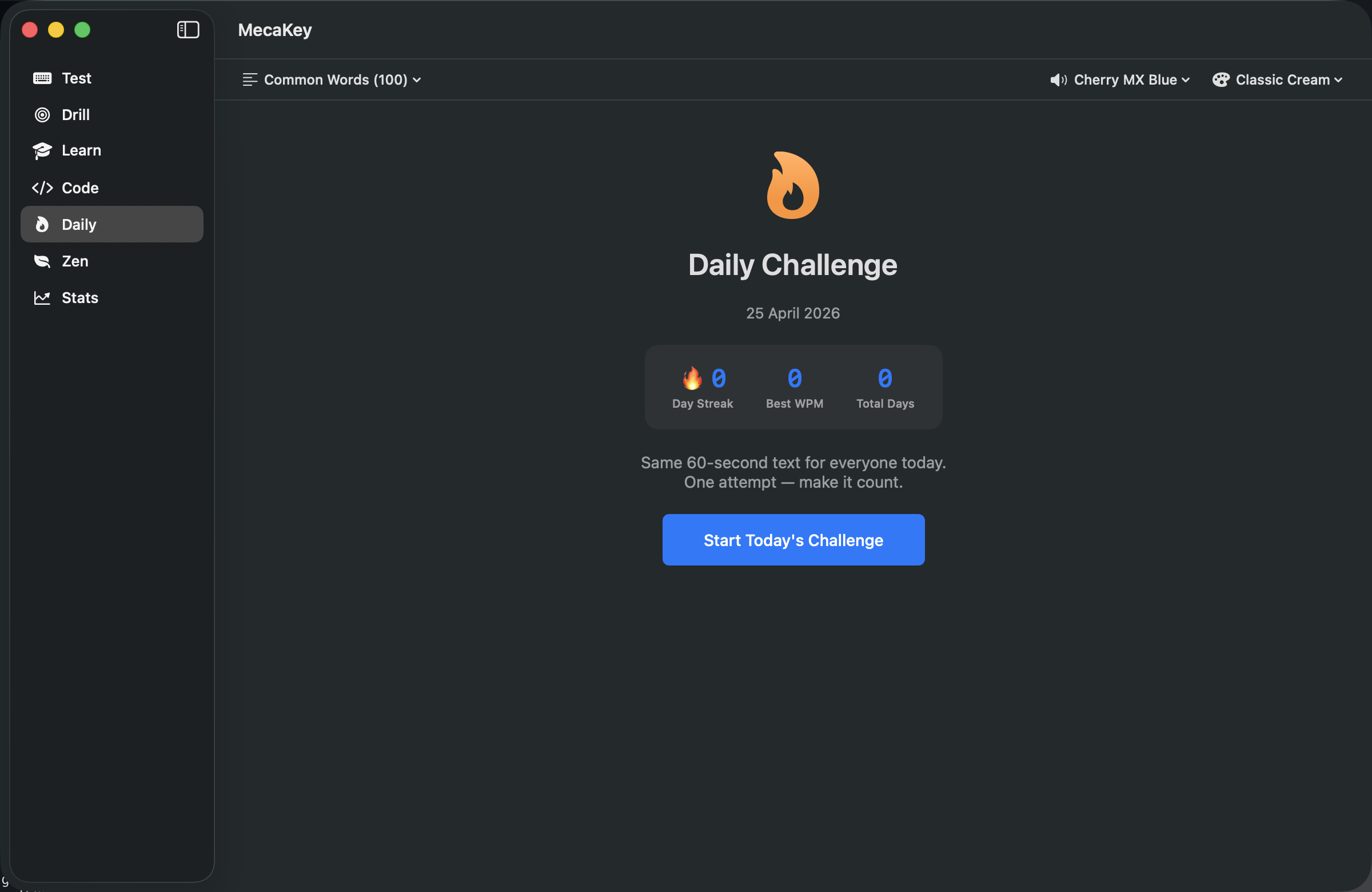 Daily Challenge with streak card